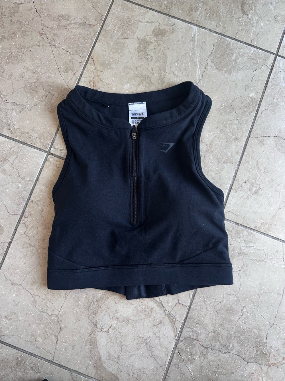 Gymshark Black Front-Zip Crop Sports Bra